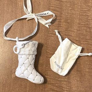 Collectable Pandora "Porcelain Stocking Ornament" 2012 White w/Silver No Box
